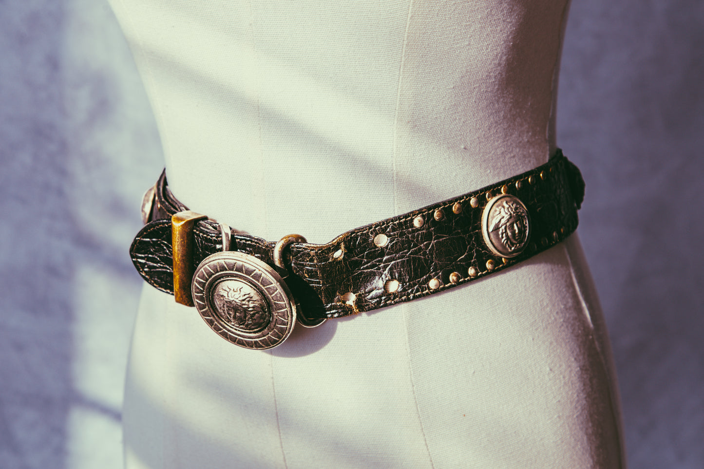 Versace 1990’s vintage medusa head silver details men/woman - B002