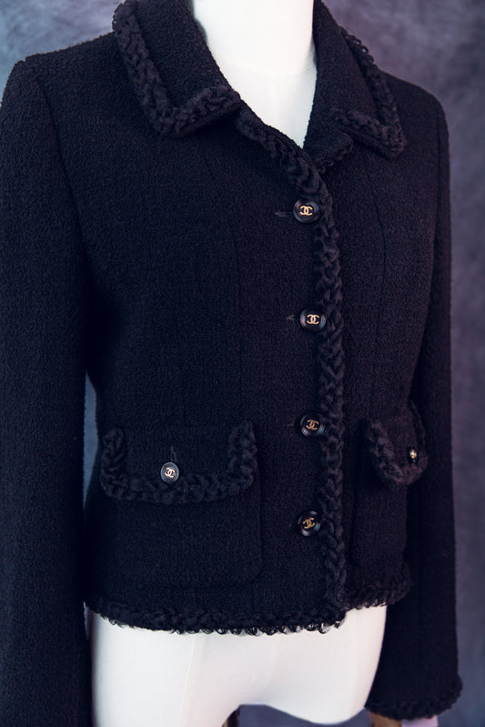 Vintage Chanel Tweed Jacket Black small-CJ001