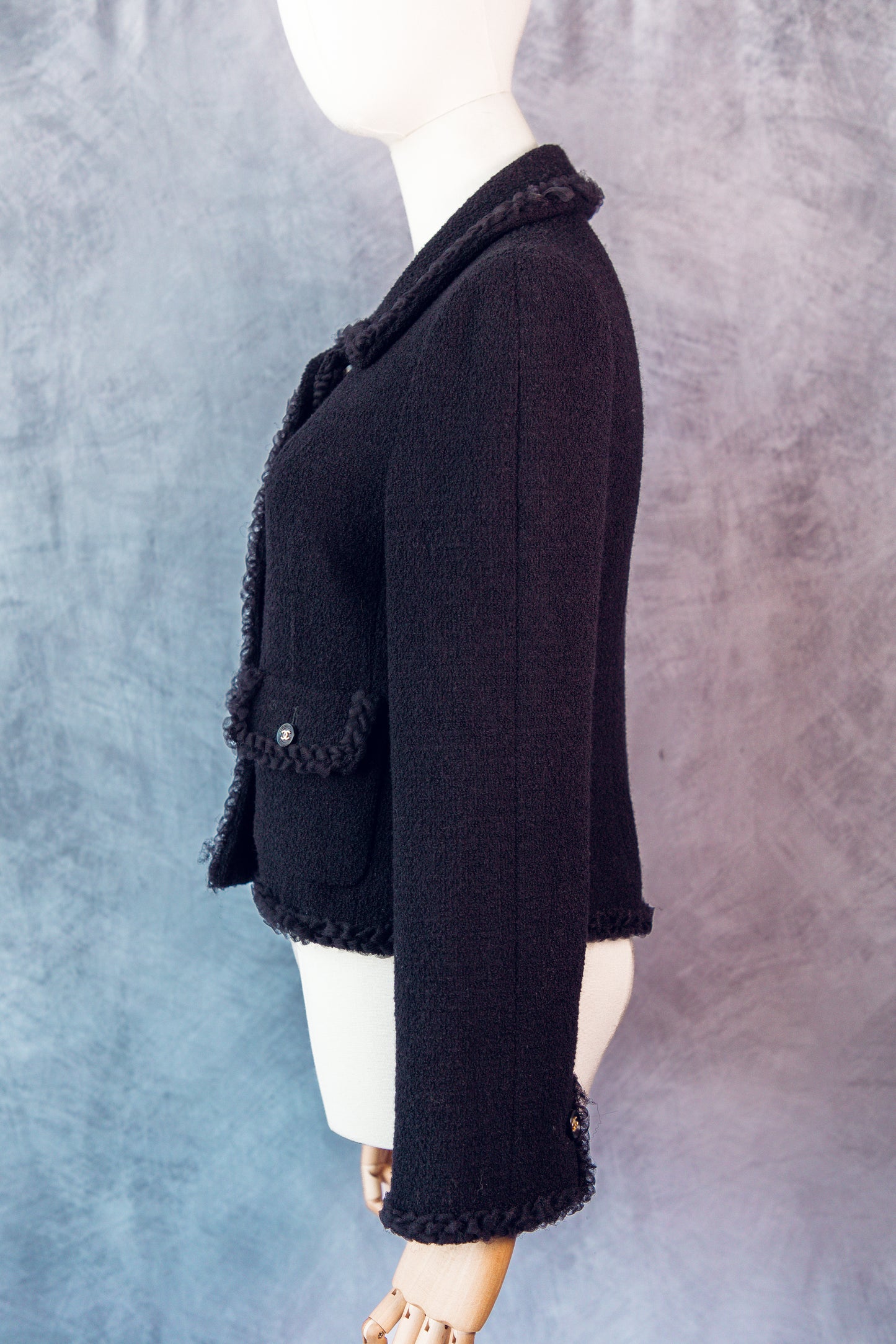 Vintage Chanel Tweed Jacket Black small-CJ001