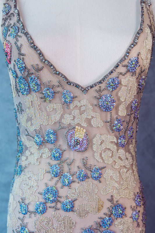 Vintage Couture Blumarie Beaded long dress small /Medium -D001