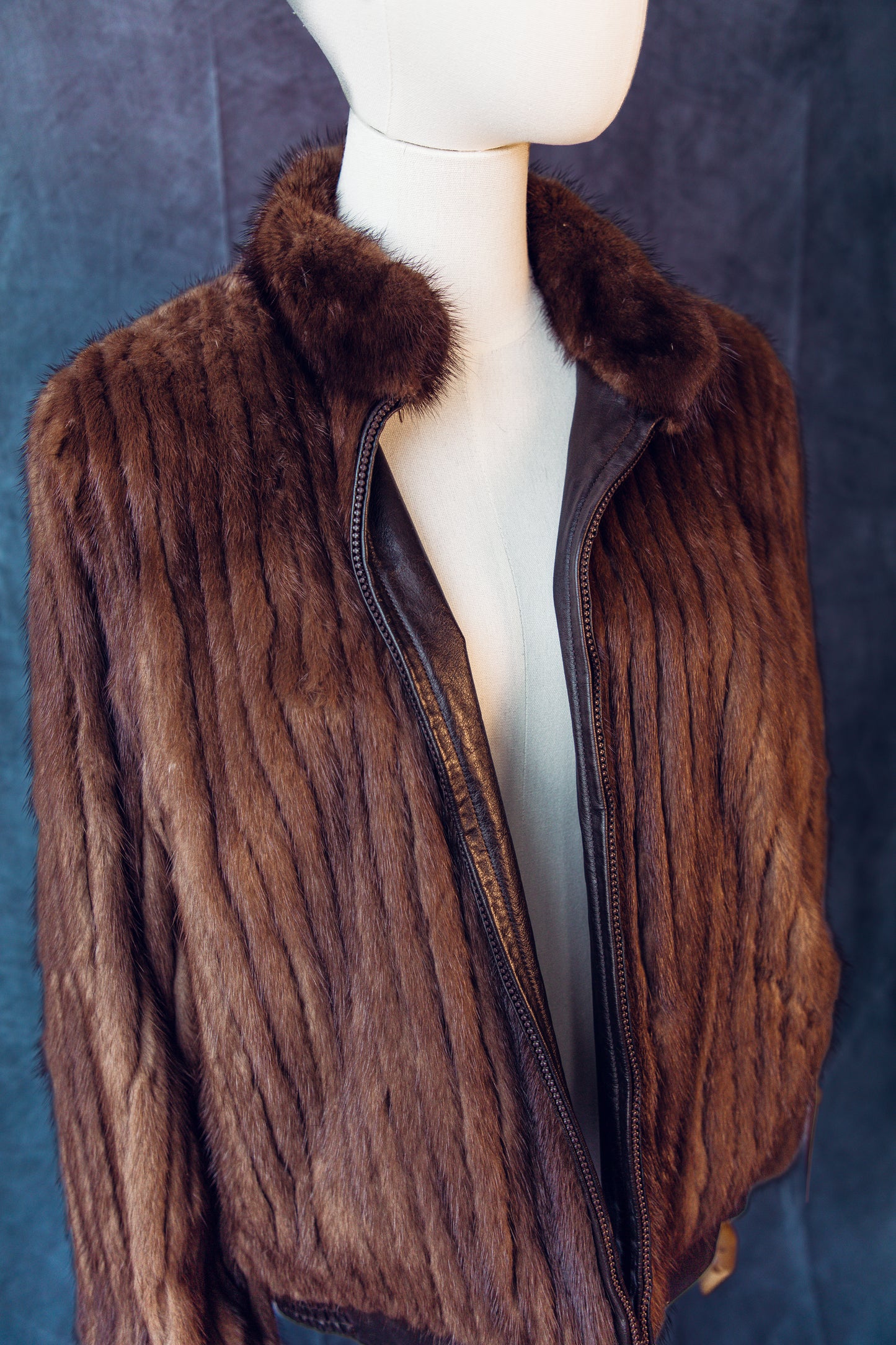 Vintage Fur Mink Bomber Jacket Brown Small/Medium-FC022