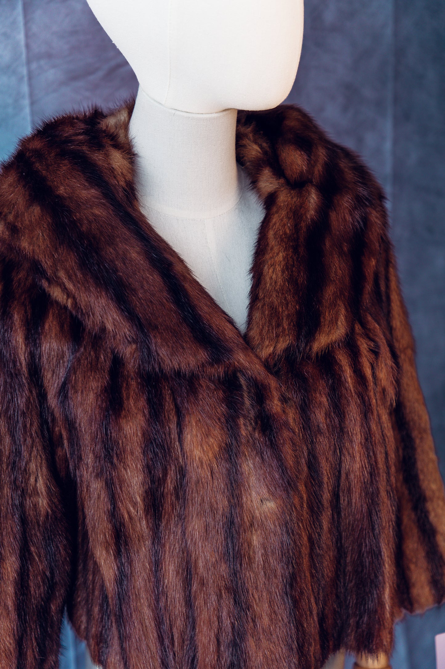 Vintage Fur Mink Coat Short Sweet Heart Collar Small/Medium-FC024