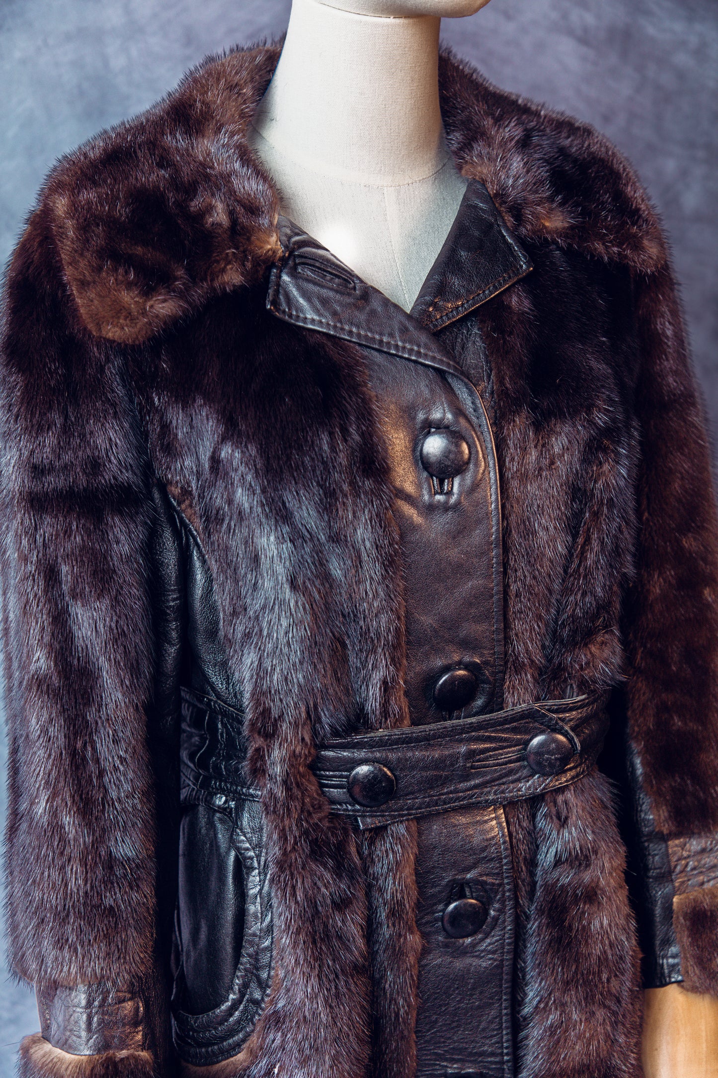 Vintage Fur Mink&Leather Jacket Small/Medium FC032