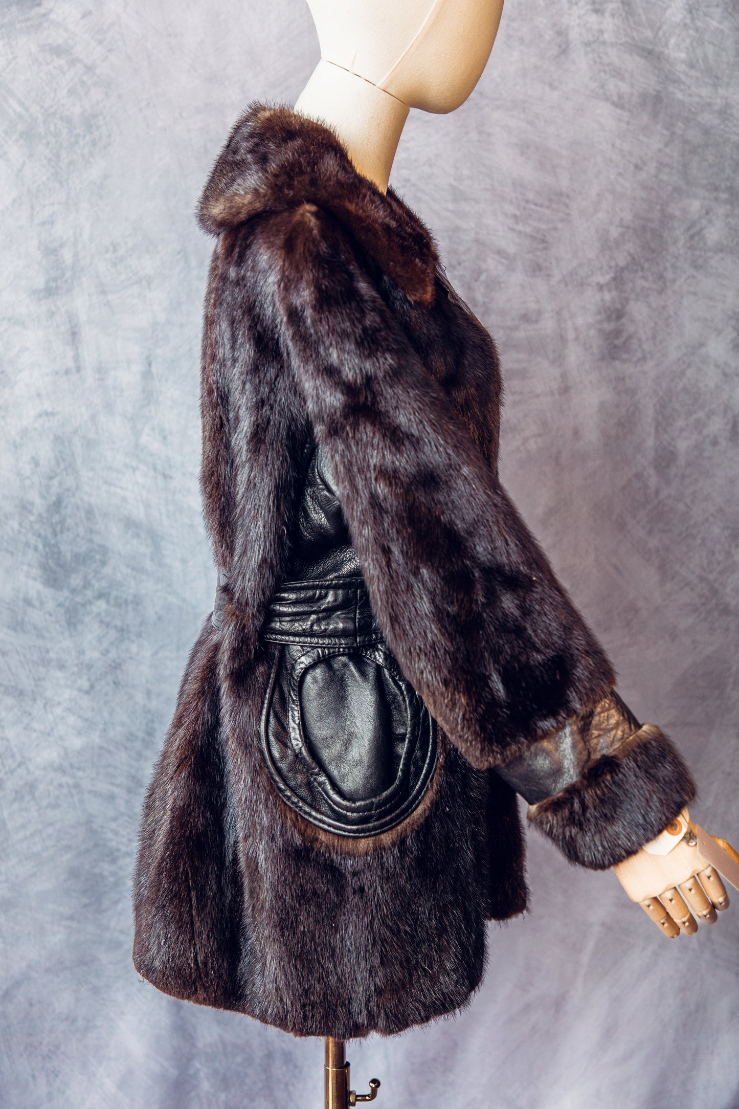 Vintage Fur Mink&Leather Jacket Small/Medium FC032