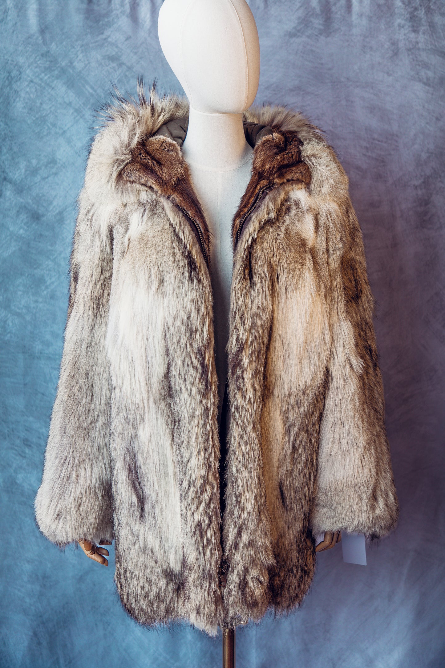 Vintage Fur Coyote Hooded Jacket Medium/Large-FC050