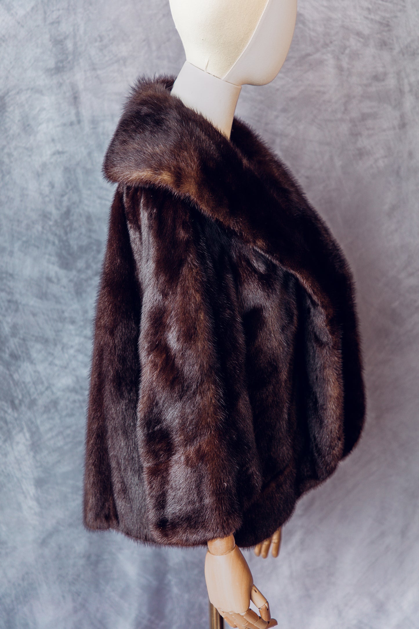 Vintage Fur Mink Stroller Brown Short Medium - FC059