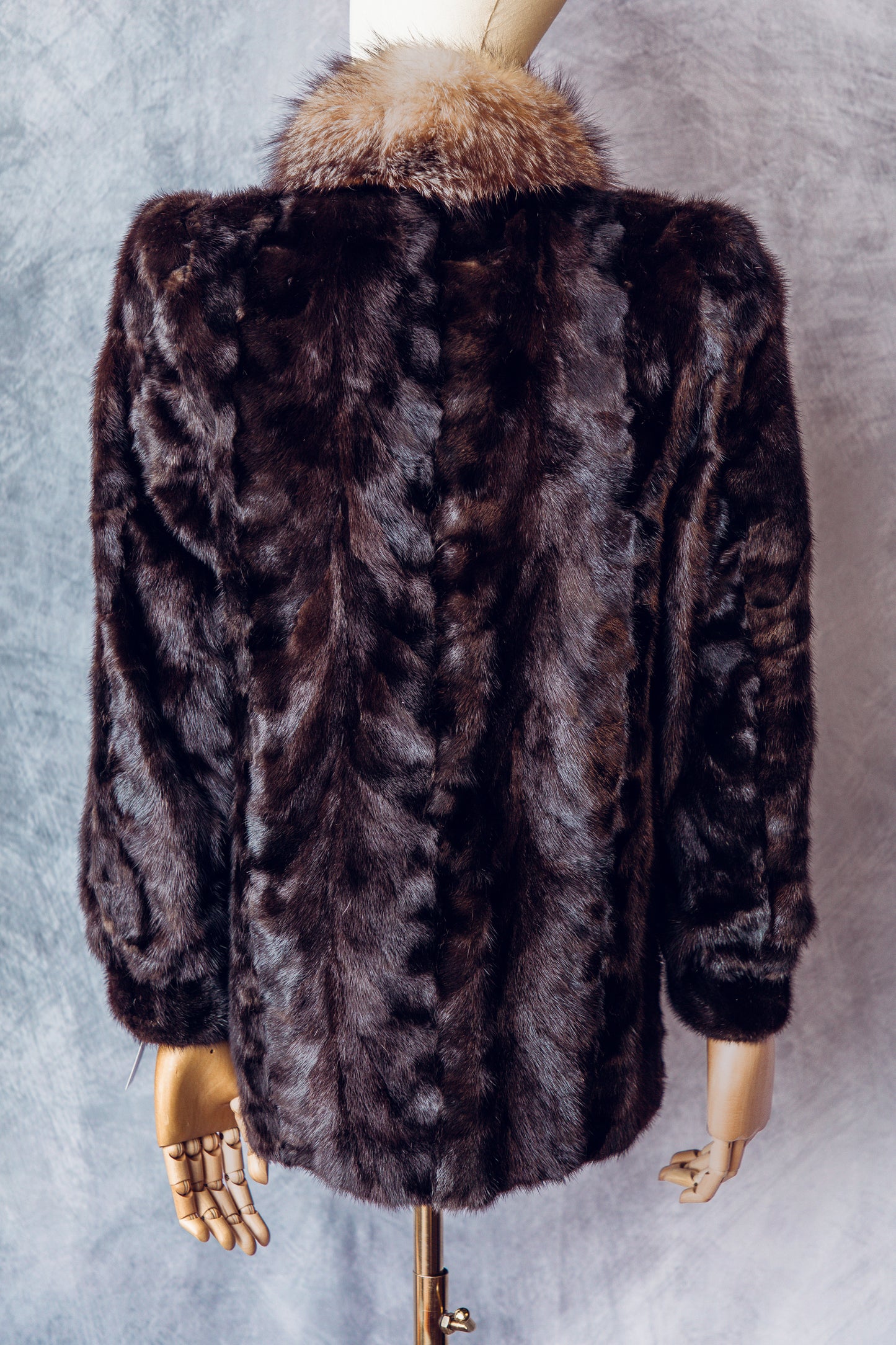 Vintage Fur Mink Fox Collar Brown Mid-Length Medium - FC060