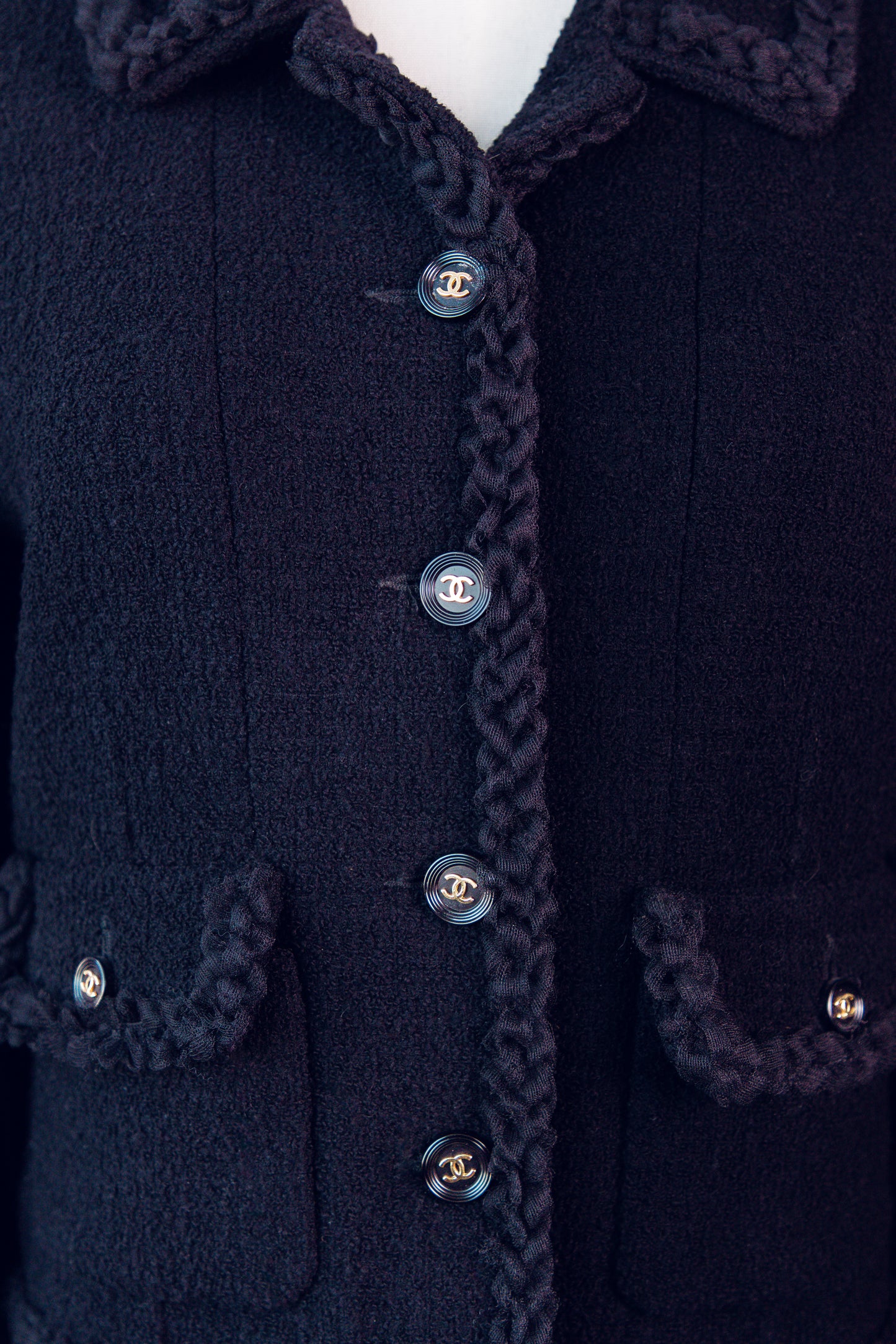 Vintage Chanel Tweed Jacket Black small-CJ001