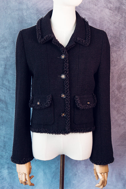 Vintage Chanel Tweed Jacket Black small-CJ001