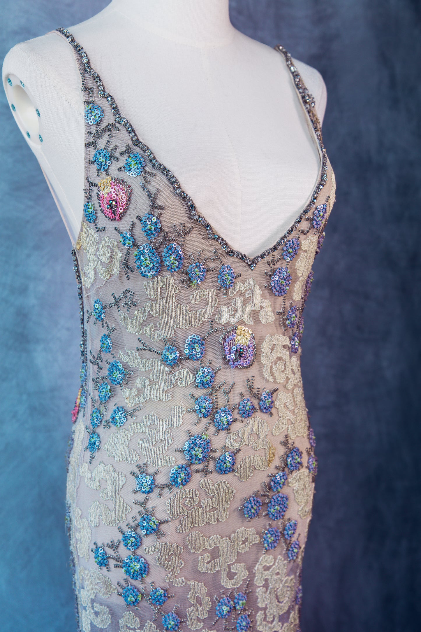 Vintage Couture Blumarie Beaded long dress small /Medium -D001