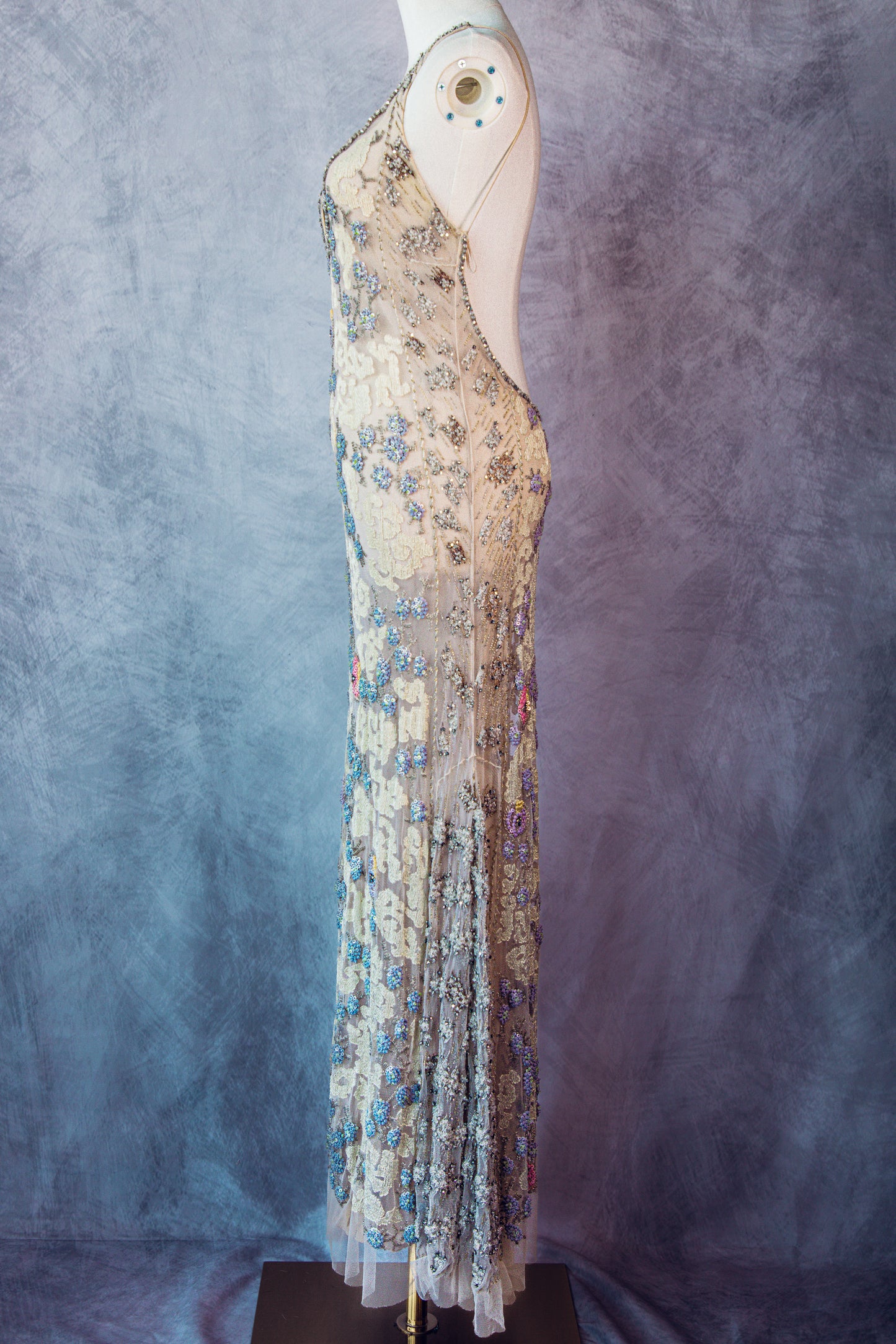 Vintage Couture Blumarie Beaded long dress small /Medium -D001