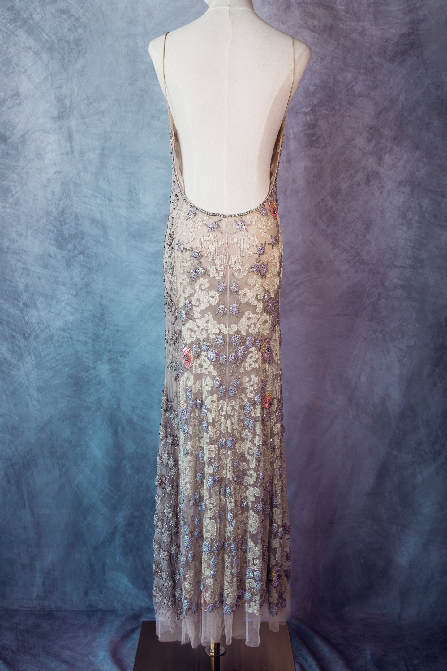 Vintage Couture Blumarie Beaded long dress small /Medium -D001
