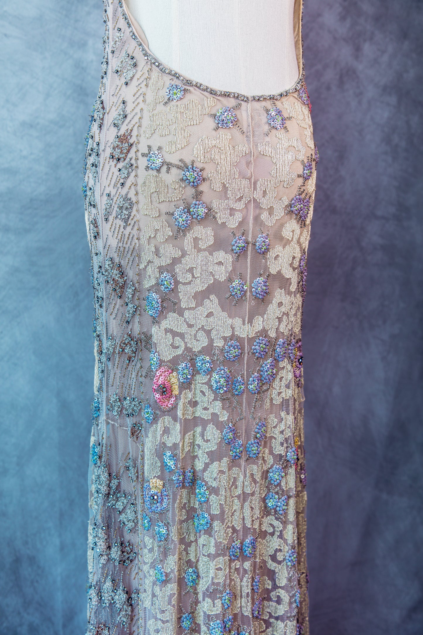 Vintage Couture Blumarie Beaded long dress small /Medium -D001