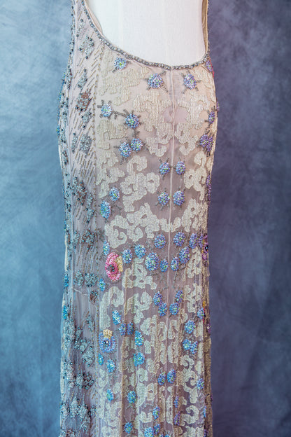 Vintage Couture Blumarie Beaded long dress small /Medium -D001
