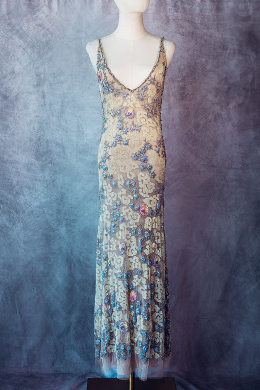 Vintage Couture Blumarie Beaded long dress small /Medium -D001