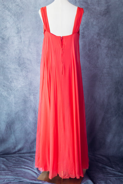 Vintage Chiffon Long Dress Beaded 1970’s-D003