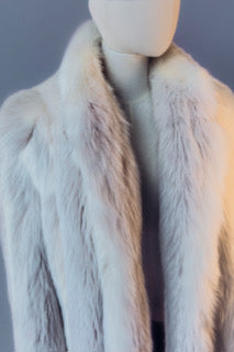 Vintage Fur Crystal Fox Coat Full Length Medium/Large  Grey-White-FC008