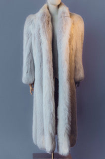 Vintage Fur Crystal Fox Coat Full Length Medium/Large  Grey-White-FC008