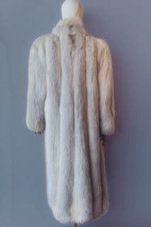 Vintage Fur Crystal Fox Coat Full Length Medium/Large  Grey-White-FC008