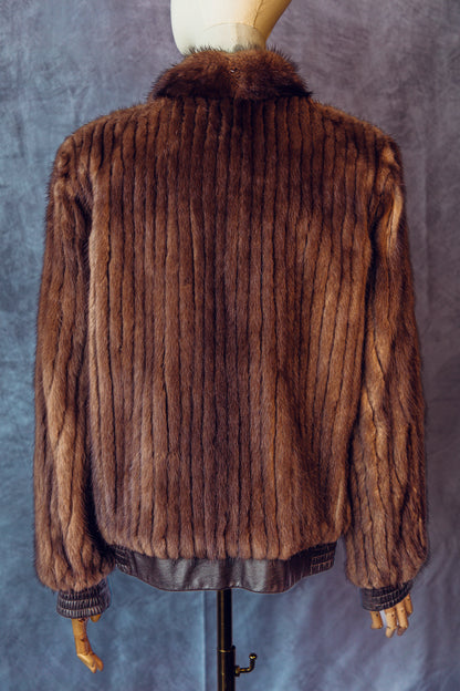 Vintage Fur Mink Bomber Jacket Brown Small/Medium-FC022