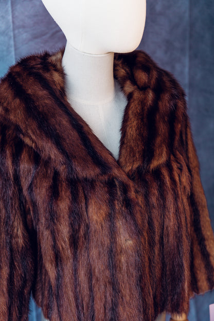Vintage Fur Mink Coat Short Sweet Heart Collar Small/Medium-FC024