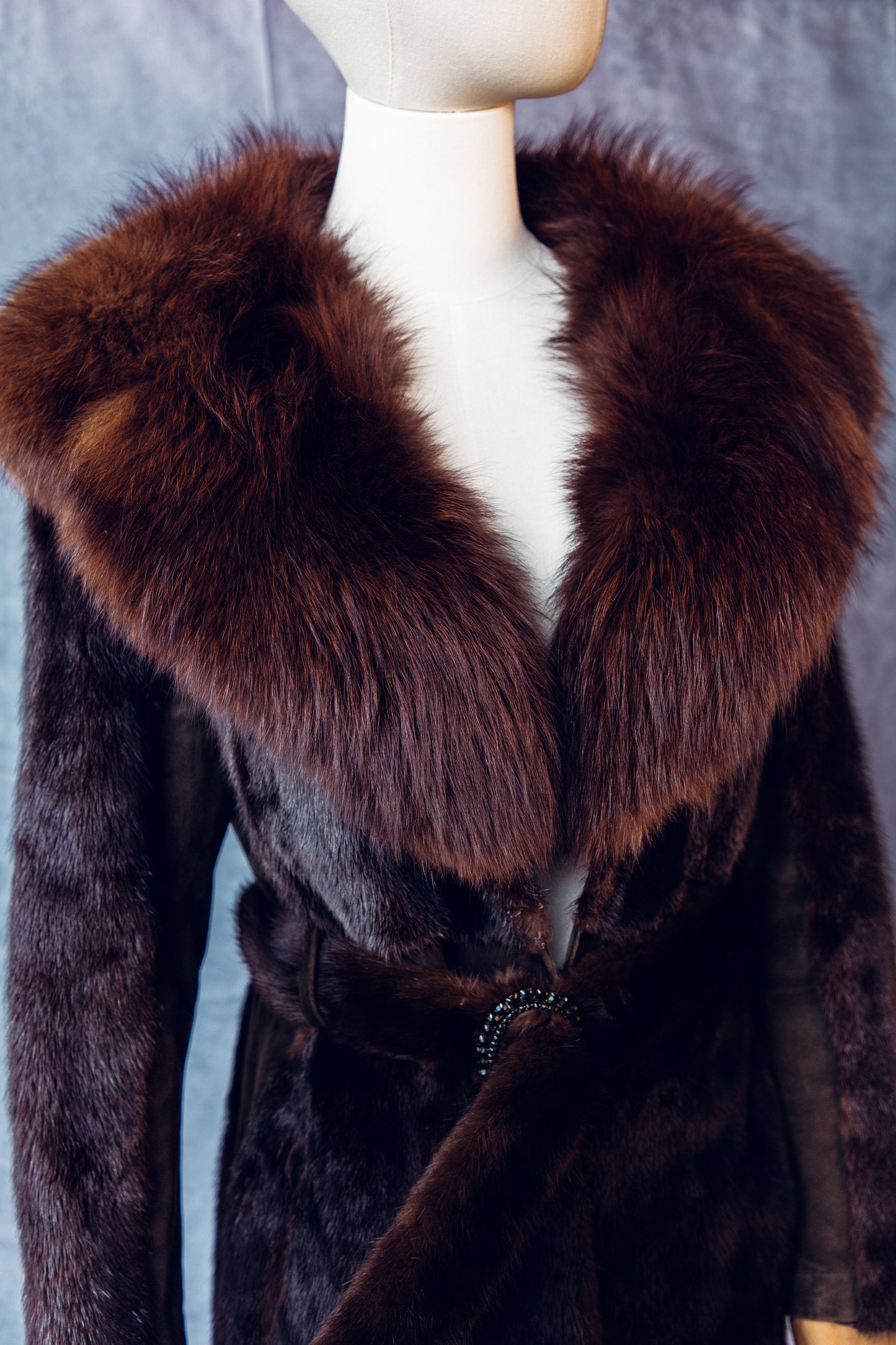 Vintage Fur Mink With Full Fox Collar Small/Medium-FC031