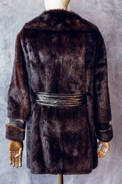Vintage Fur Mink&Leather Jacket Small/Medium FC032