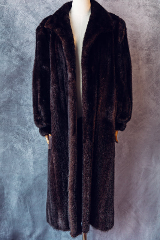 Vintage Fur Mink Brown Full Length Medium/Large  Coat FC046