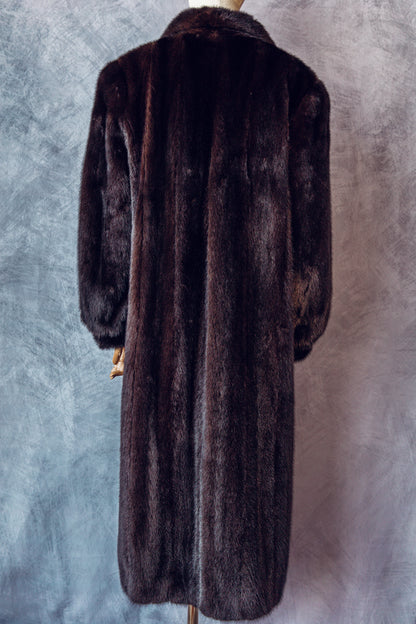 Vintage Fur Mink Brown Full Length Medium/Large  Coat FC046