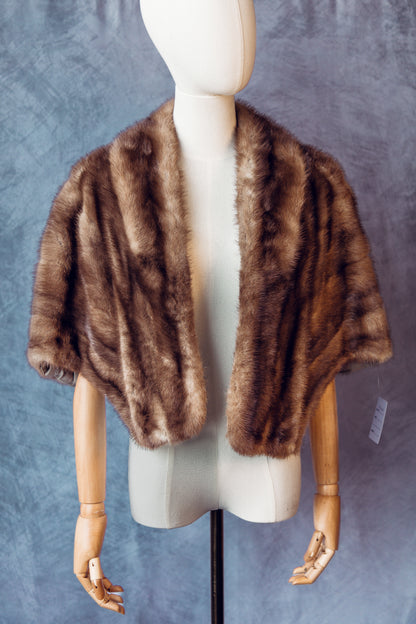 Vintage Fur Mink Cape Honey Brown-FC049