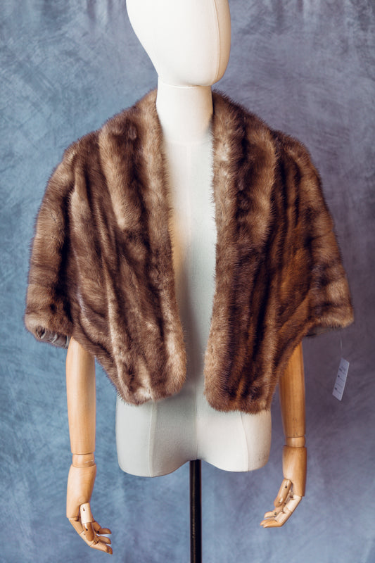 Vintage Fur Mink Cape Honey Brown-FC049