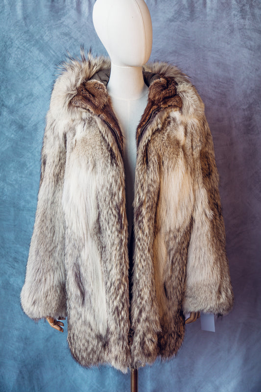 Vintage Fur Coyote Hooded Jacket Medium/Large-FC050