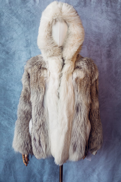 Vintage Fur Fox Coat With Hood Small/Medium-FC051