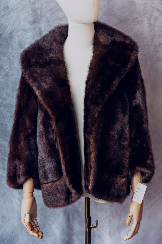 Vintage Fur Mink Stroller Brown Short Medium - FC059