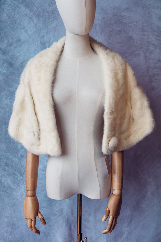 Vintage Fur Mink Wrap White - FC065