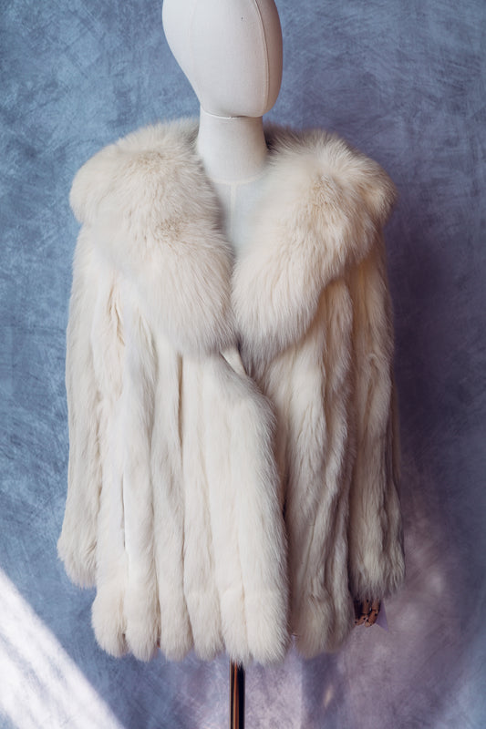 Vintage Fur Silver Fox Mid Length Coat Medium/Large - FC068