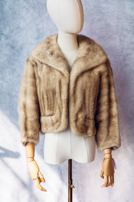 Vintage Fur Mink Honey Color Cropped Coat - Medium - FC072