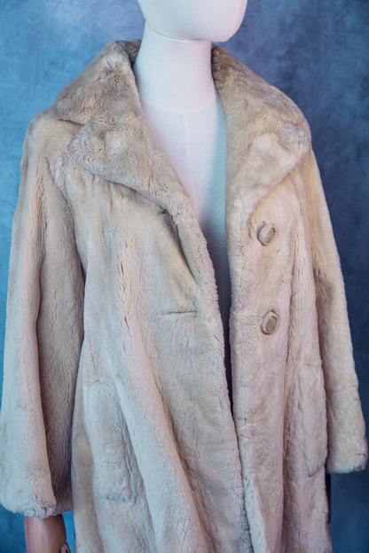 Vintage Fur Coat 1950’s Cream  Medium/Large-FC083