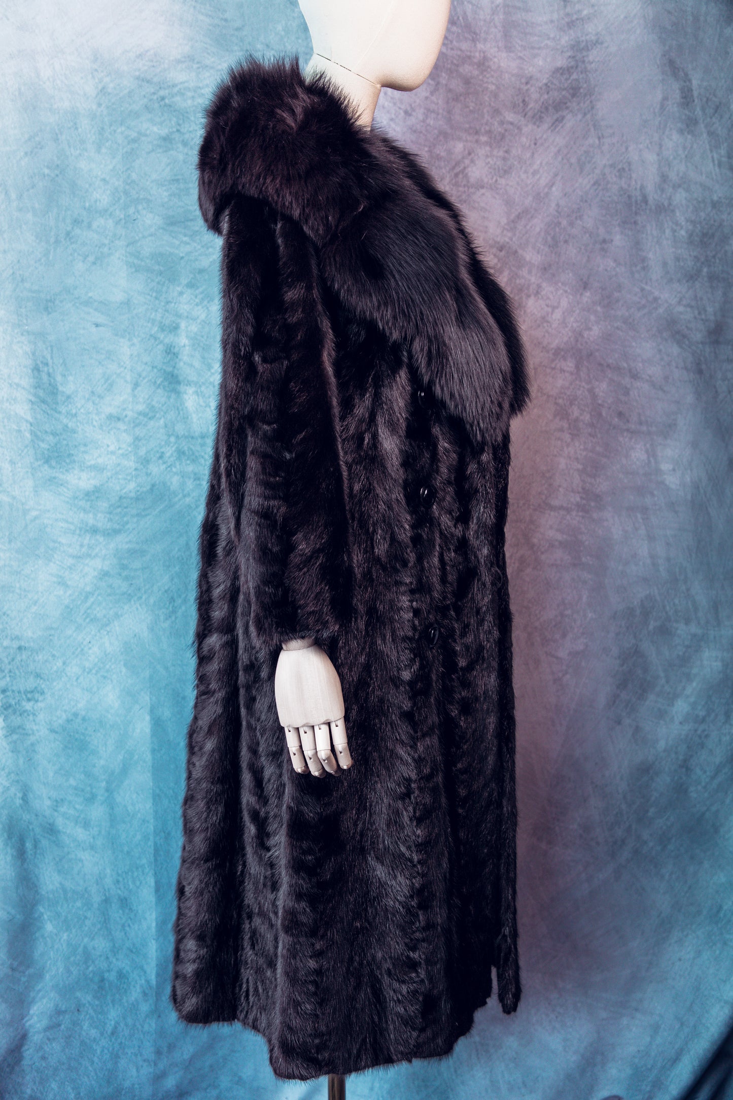 Vintage Fur Mink Coat With Full Fox SweetHeart Collar Medium/Large-FC102