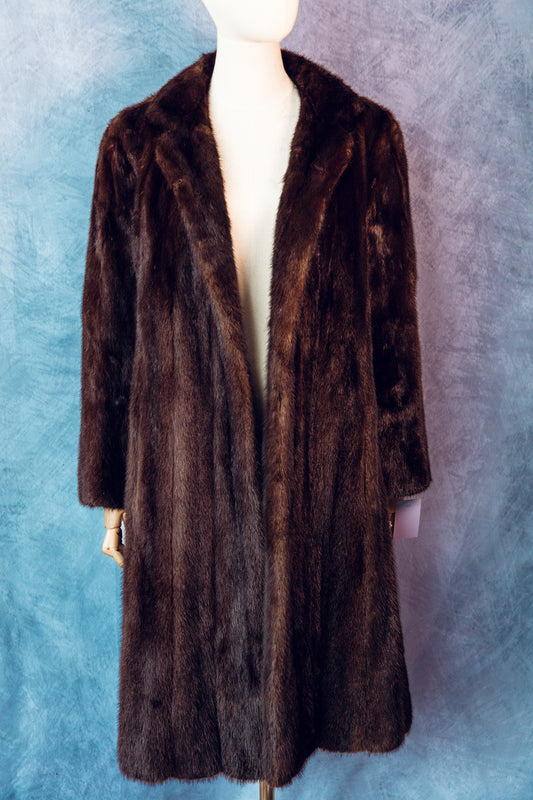 Vintage Fur Mink Coat Dark Brown Small/Medium-FC104