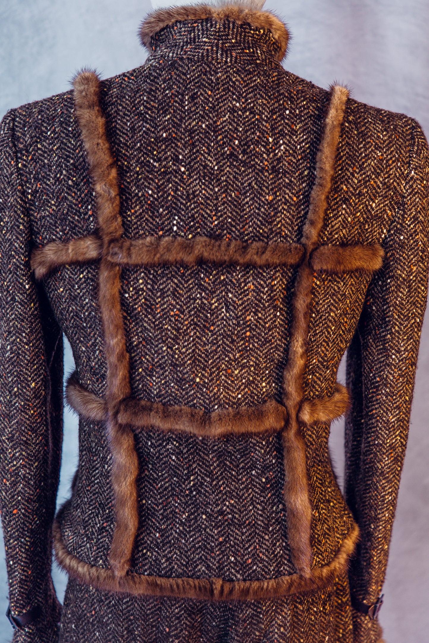 Vintage Valentino 2 pc Mink detailed suit TB010