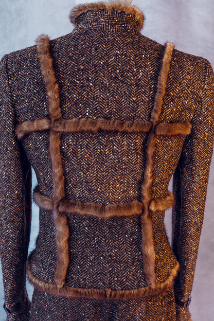 Vintage Valentino 2 pc Mink detailed suit TB010
