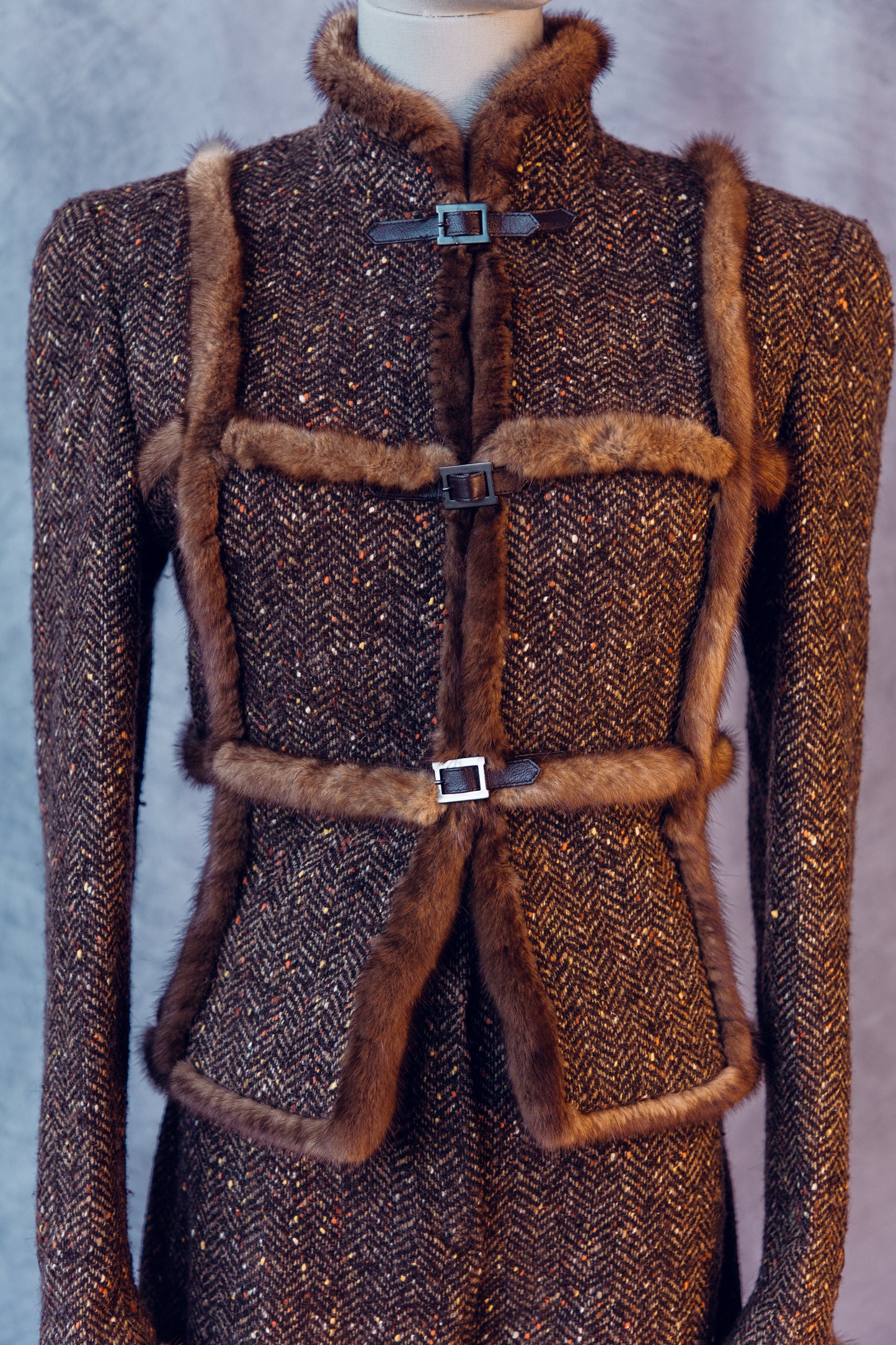 Vintage Valentino 2 pc Mink detailed suit TB010