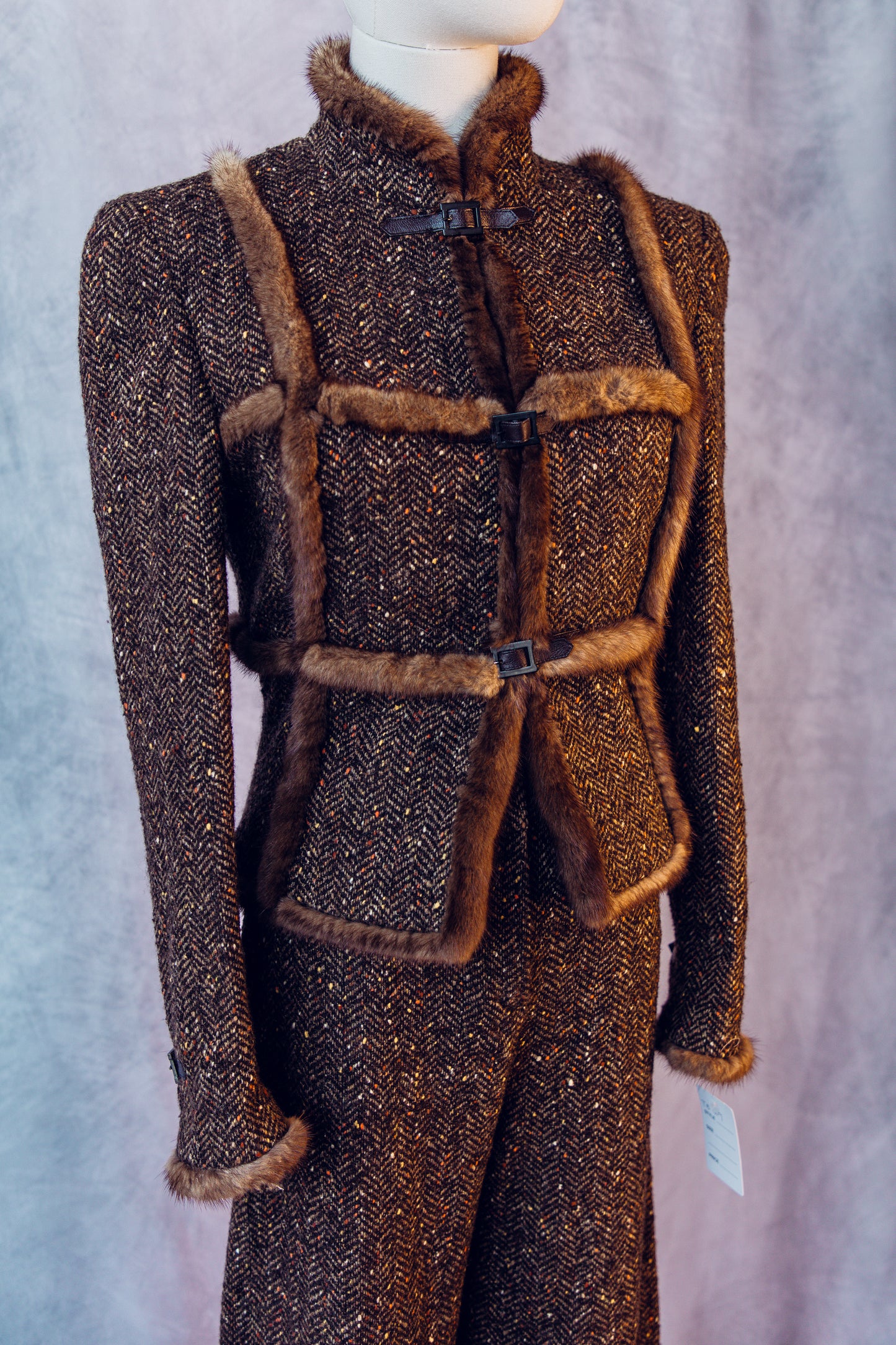 Vintage Valentino 2 pc Mink detailed suit TB010